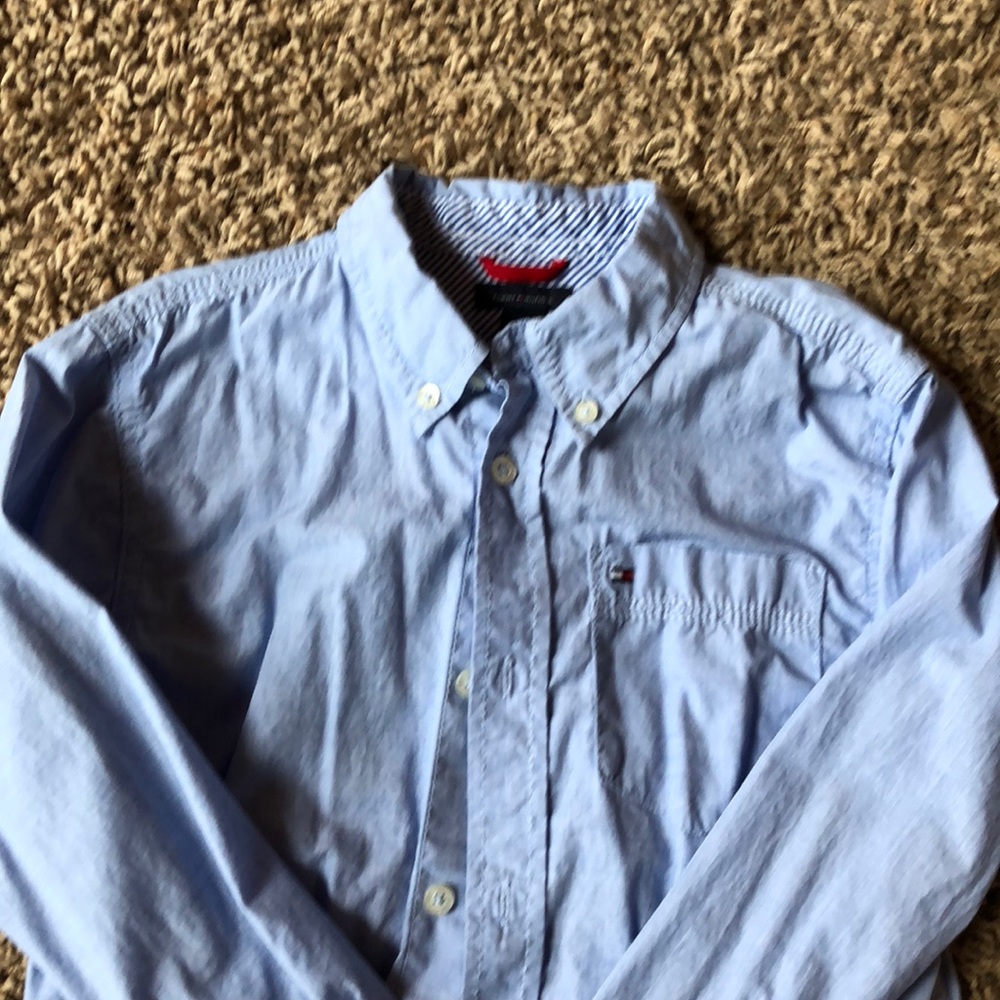 Boys blue jean long sleeve button down